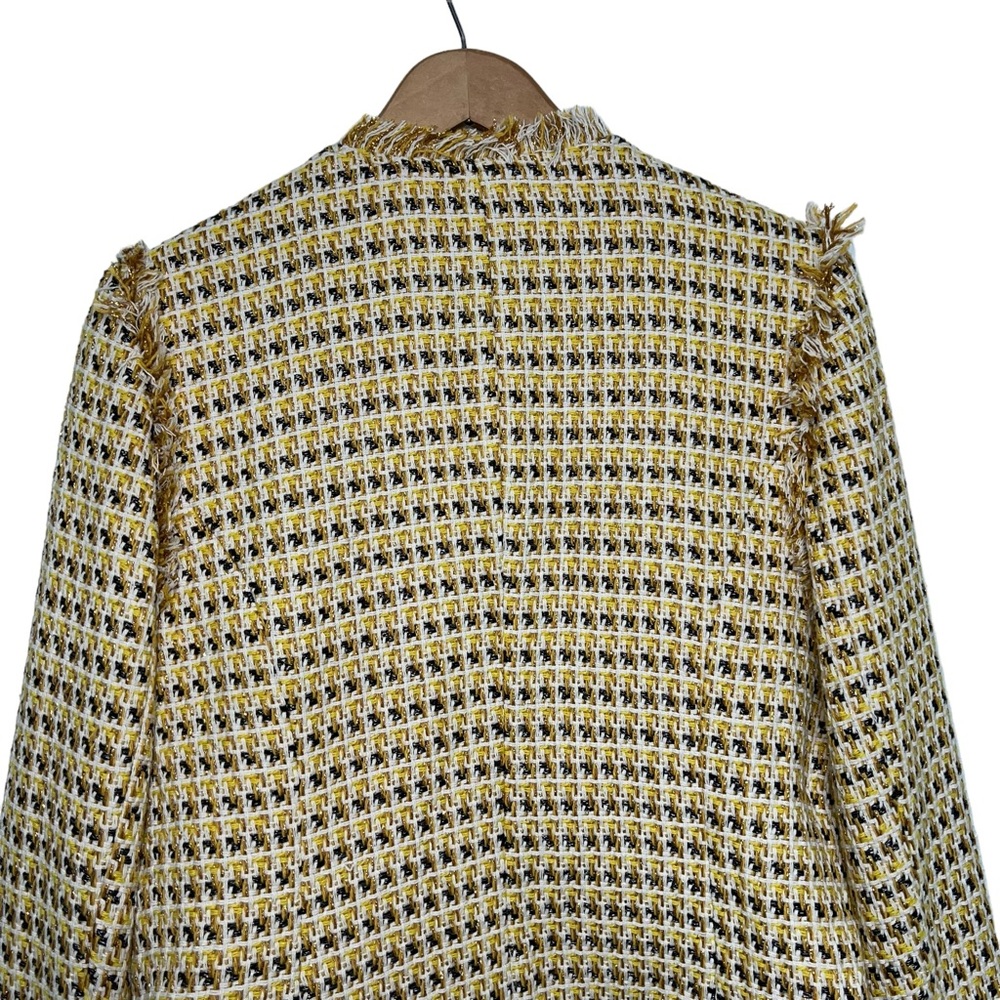 Lulu’s Boss Girl Yellow Multi Tweed Jacket Medium - Picture 7 of 15